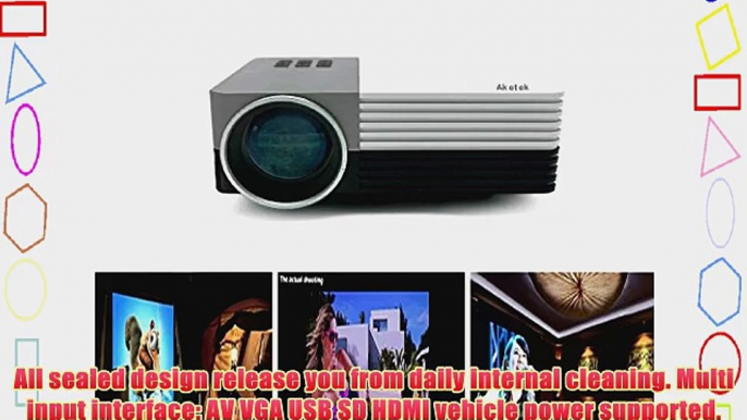 Aketek Latest Multimedia USB/SD/VGA/HDMI/AV/Micro USB Home Cinema Theater Movie Projector LED