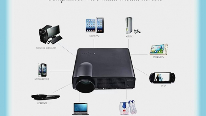 DBPOWER LED 86 Video Projector 1080P 1280 * 768 2800 Lumens 2 * USB 2 * HDMI VGA Ypbpr Multimedia