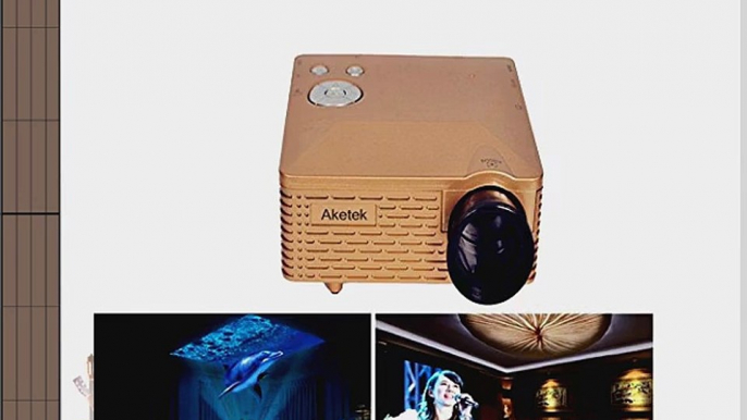 Aketek? Multimedia USB AV HDMI VGA Home Theater LED Digital Video Game Pico Mini Projector(Gold)