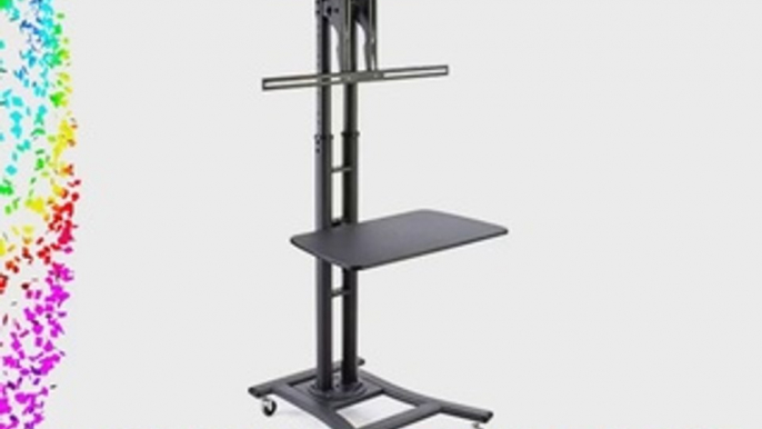 Adjustable Height Metal TV Stand with a Standardized VESA Bracket a Large Shelf and Locking