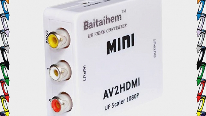 Baitaihem Mini Video Converter Composite RCA PAL NTSC CVBS AV to HDMI Converter For VCR TV