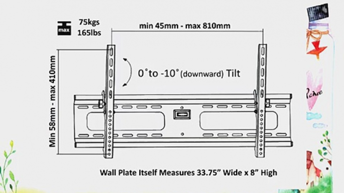 Ultra-Slim Black Adjustable Tilt/Tilting Wall Mount Bracket for Toshiba 55L7200U 55 inch 3D