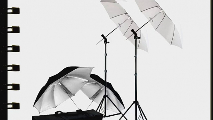 LimoStudio Photography Photo Video Studio Umbrella Flash Mount Hot Shoe Kit - 2xWhite Umbrella