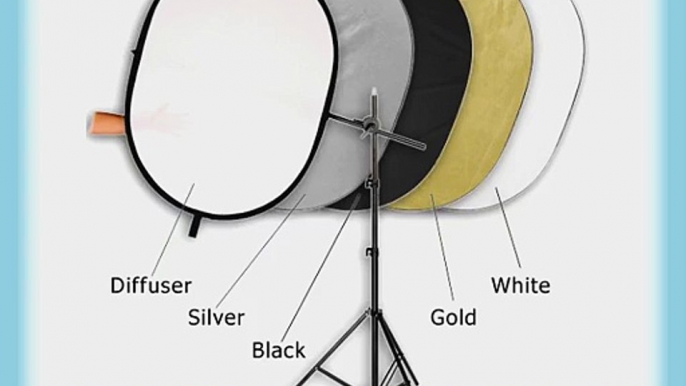 Fotodiox 36x48 5-in-1 Collapsible Reflector Disc Pro Kit with Telescopic Stand Soft Silver/Gold/Black/White/Diffuser