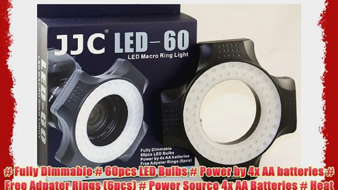 60 LED Macro Photography Ring Light with Lens Adapter Fr Nikon Canon Sony Pentax Sigma Tamron