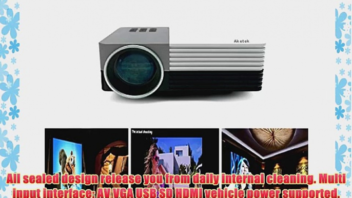 Aketek Latest Multimedia USB/SD/VGA/HDMI/AV/Micro USB Home Cinema Theater Movie Projector LED