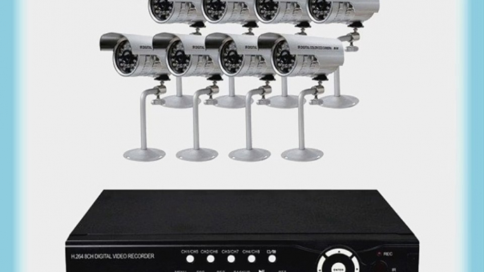 CLOVER CLO0888 8 Channel H.264 DVR with 8 Weather Resistant Night Vision Cameras