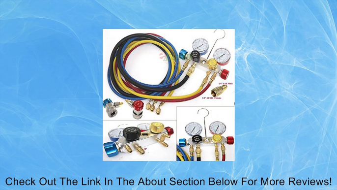 4 Way AC Manifold Gauge Set R410a R22 R134a w/Hoses + Coupler Adapters + 1/2" ACME Adapter Review