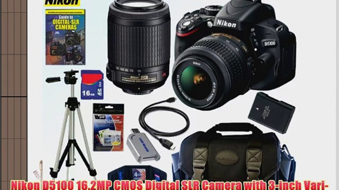 Nikon D5100 16.2MP CMOS Digital SLR Camera with 18-55mm f/3.5-5.6G AF-S DX VR and 55-200mm