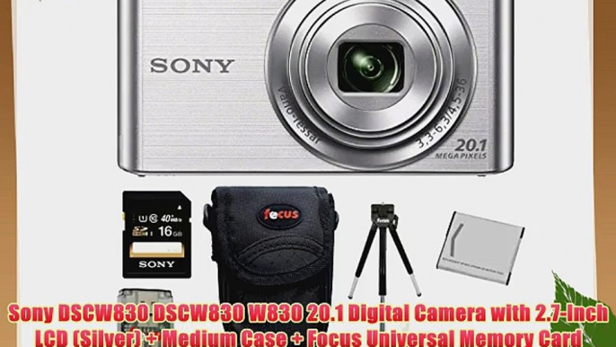 Sony DSCW830 DSCW830 W830 20.1 Digital Camera with 2.7-Inch LCD (Silver)   Medium Case   Focus