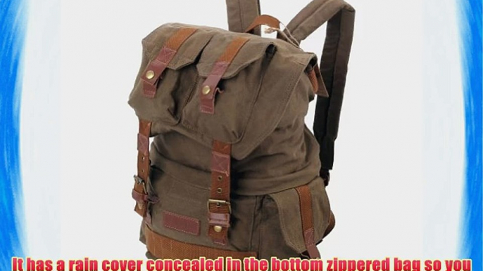 Koolertron Canvas DSLR SLR Camera Shoulder Bag Backpack Rucksack Bag With Waterproof Cover