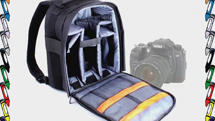 Rugged Nylon Water Resistant Black And Grey Rucksack For Sigma SD15 Camera With Shoulder Straps