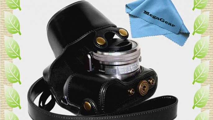 MegaGear Ever Ready Protective Black Leather Camera Case  Bag for Sony NEX-5T 16-50mm Lens