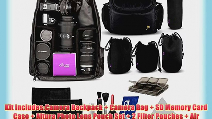 Professional Protection Kit for DSLR Cameras (Canon Nikon Sony Pentax) - Includes: Backpack