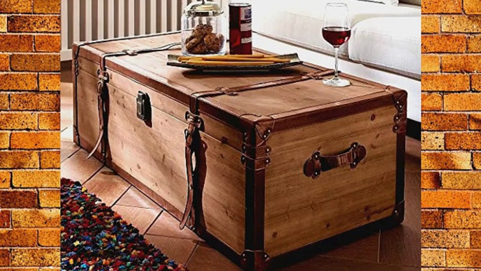 Coffee Table Side Table Trunk Chest Box with Storage Wood Brown