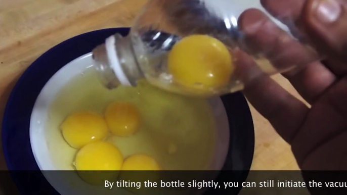 Separating 5 Egg Yolks with a Water Bottle