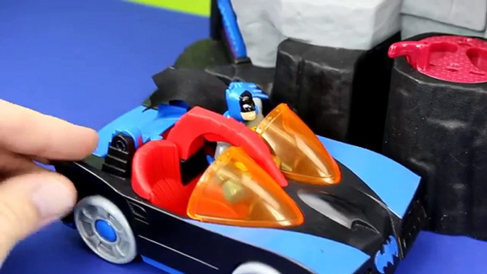 Imaginext Magician Tries to take Batman Robin cape Batcopter Batmobile Batcave toys stories