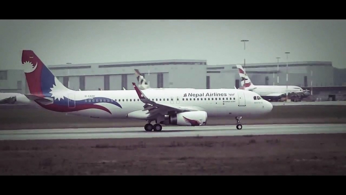 Nepal Airlines  Airbus A320   Landing at Hamburg Finkenwerder (Hamburg plant of Airbus) Airport