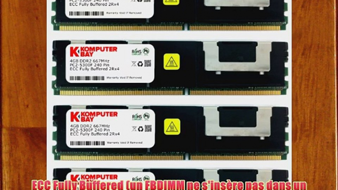 Komputerbay 16GB (4x4GB) DDR2 PC2-5300F 667 CL5 ECC Fully Buffered FB-DIMM (240 PIN) 16 Go