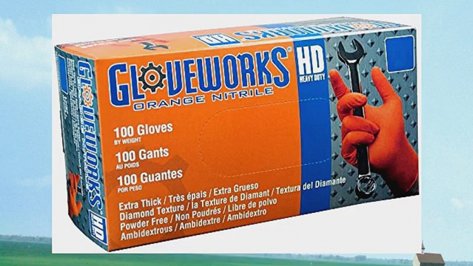 Ammex GWON Gloveworks Orange Nitrile Glove Latex Free Disposable Powder Free Large (Case of