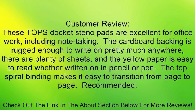 TOPS Docket Steno Pad, 9.5 x 6 Inches, Gregg Rule, 144 Sheets, Canary (99617) Review