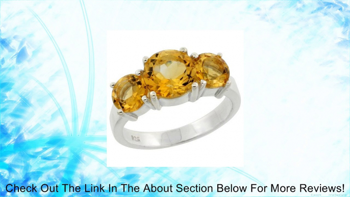 Sterling Silver Citrine 3-Stone Ring 3.15 cttw 5/16 inch wide, sizes 6 - 10 Review