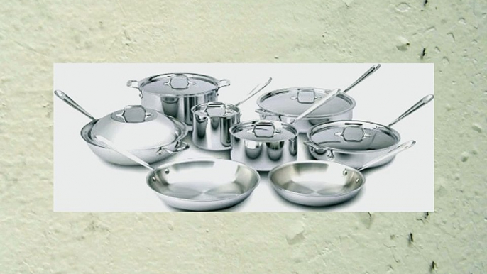 All-Clad 401716 Stainless Steel Tri-Ply Bonded Dishwasher Safe Cookware Set 14-Piece Silver