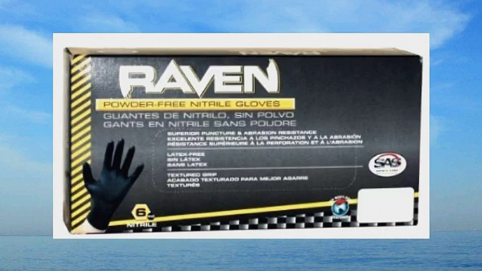 10 Pack SAS Safety 66519 Raven 6 mil Black Nitrile Disposable Gloves - X-Large (100 Gloves