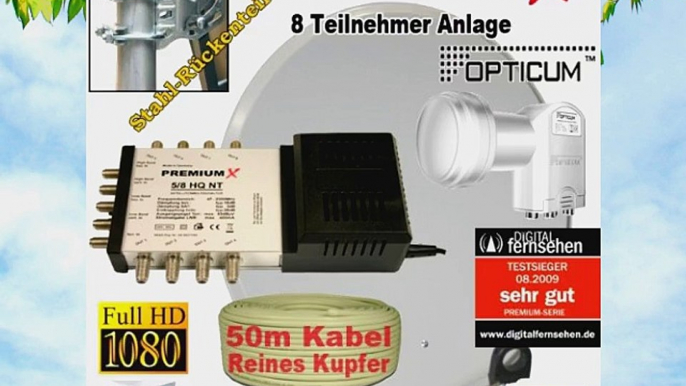 PremiumX 80 cm Sat Sch?ssel Spiegel   5/8 Multischalter   Quattro Opticum LNB 01dB   50m Reines