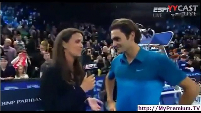 Roger federer and Andy Roddick FUNNY INTERVIEW BNP PARIBAS SHOWDOWN 2012