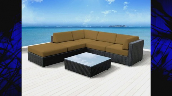 Luxxella Patio Beruni Outdoor Wicker Furniture 6-Piece All Weather Couch Sectional Sofa Set