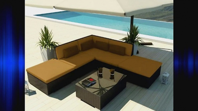 Uduka Outdoor Sectional Patio Furniture Espresso Brown Wicker Sofa Set Porto 6 Dark Beige All