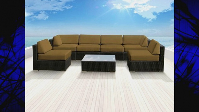 Luxxella Patio Bella Genuine Outdoor Wicker Furniture 7-Piece Gorgeous Couch Sectional Sofa