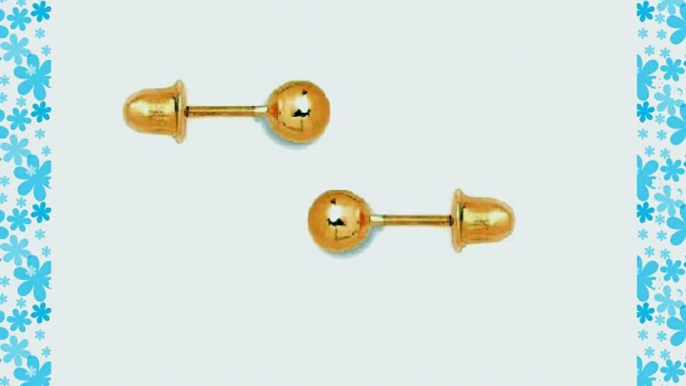 14k Real Yellow Gold Ball Stud Earrings Screw Back 5mm Baby Kids