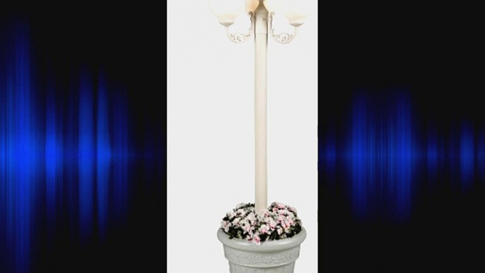 European 00391 Patio Lamp White Body With Four White Globes and Planter 80-inches Tall