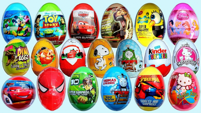 FROZEN Surprise Eggs Disney Princess Peppa Pig Pocoyo Dora Spider Man Play Doh Eggs Huevos