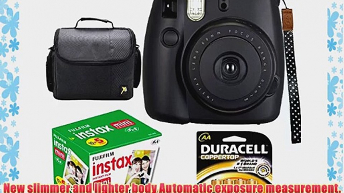 Fujifilm Instax Mini 8 Instant Film Camera (Black) With Fujifilm Instax Mini 5 Pack Instant