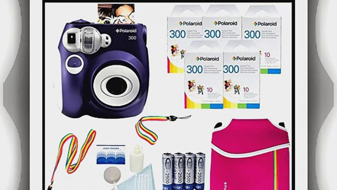 Polaroid PIC-300 Instant Film Analog Camera (Purple) with (5) Polaroid 300 Instant Film Packs