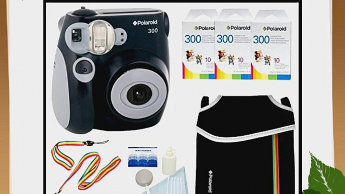 Polaroid PIC-300 Instant Film Analog Camera (Black) with (3) Polaroid 300 Instant Film Packs