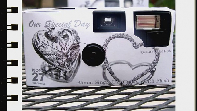 10 Pack Antique Silver Hearts Wedding Disposable 35mm Cameras in Gift Boxes with Matching Tents