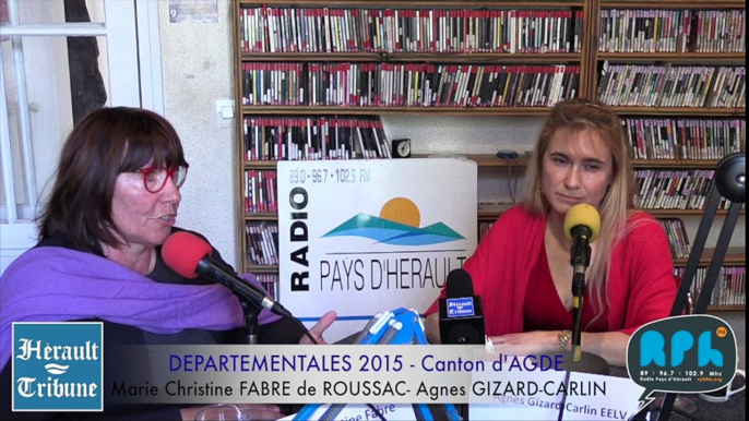 AGDE - 2015 - DEPARTEMENTALES 2015  DEBAT AGDE AGNES GIZARD Marie Christine FABRE DE  ROUSSAC