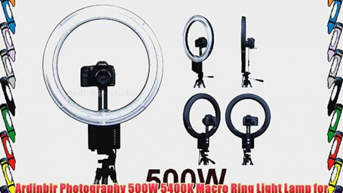 Ardinbir Photography 500W 5400K Macro Ring Light Lamp for Canon Nikon Panasonic Sony Leica