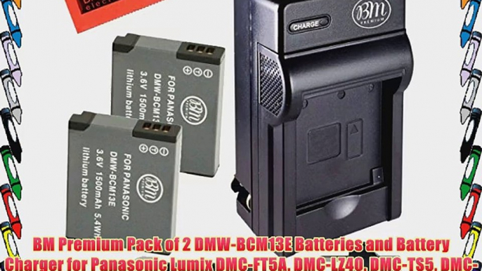 BM Premium Pack of 2 DMW-BCM13E Batteries and Battery Charger for Panasonic Lumix DMC-FT5A