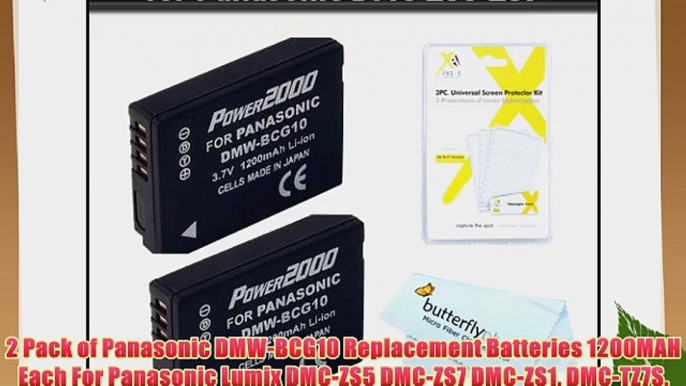 2 Pack of Panasonic DMW-BCG10 Replacement Batteries 1200MAH Each For Panasonic Lumix DMC-ZS5