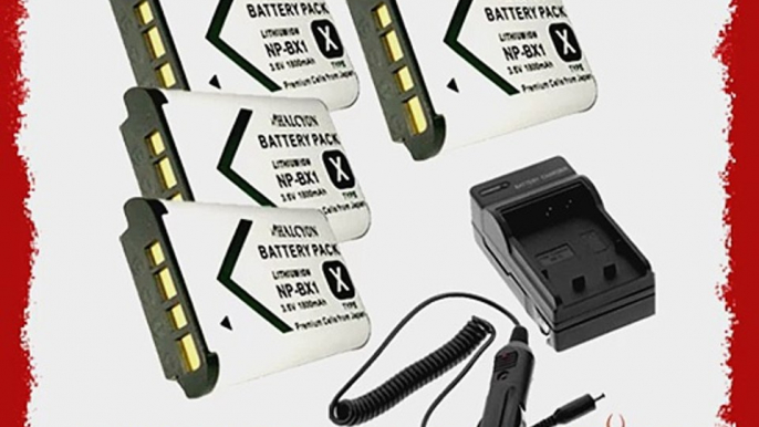 Four Halcyon 1800 mAH Lithium Ion Replacement Battery and Charger Kit for Sony HDR-AS15 HD