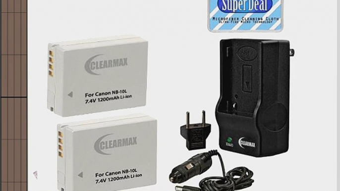 Clearmax? 2 Replacement Batteries and Multi Voltage Battery Charger For Canon G1X Powershot