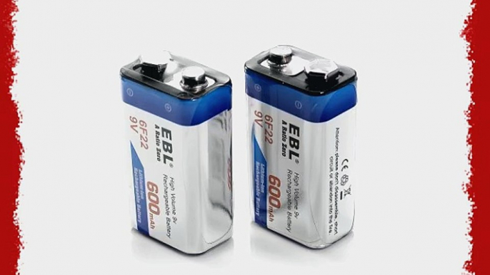 EBL? 600mAh 9 Volt Li-ion Rechargeable 9V Batteries Lithium-ion 2 Pack