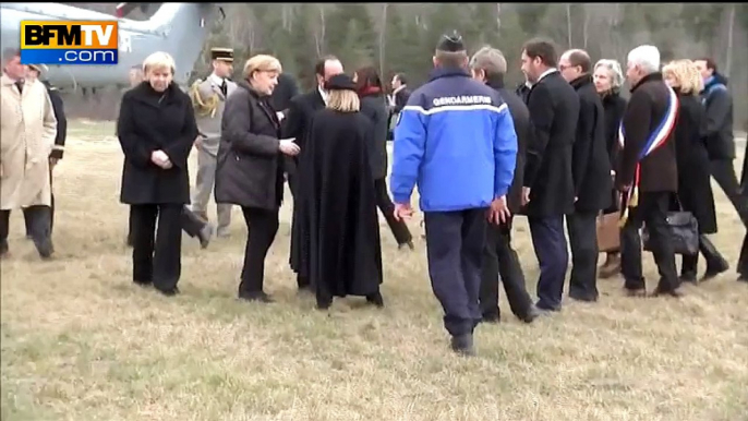 A320: Hollande et Merkel arrivent à Seyne-les-Alpes après avoir survolé la zone du crash