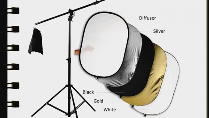 Fotodiox Pro Ultra Reflector Kit - 48x72 5-in-1 Collapsible Disc   3-in-1 Heavy Duty Boom Stand