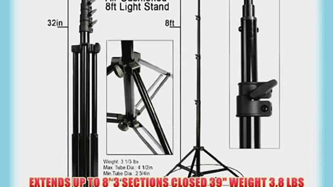 Pro PBL Heavy Duty 8' Light Stands Air Cushioned Velcro Ties Set of 2 Steve Kaeser Photographic